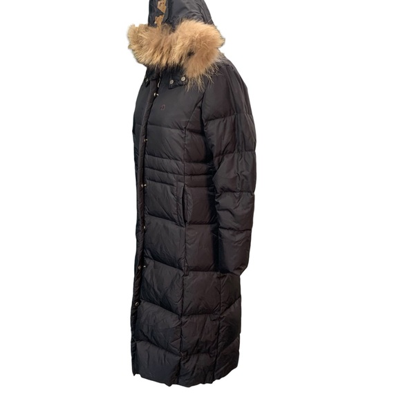 HANG TEN Black Long Puffer Coat with Faux Fur Hood - Size Medium - Picture 4 of 12